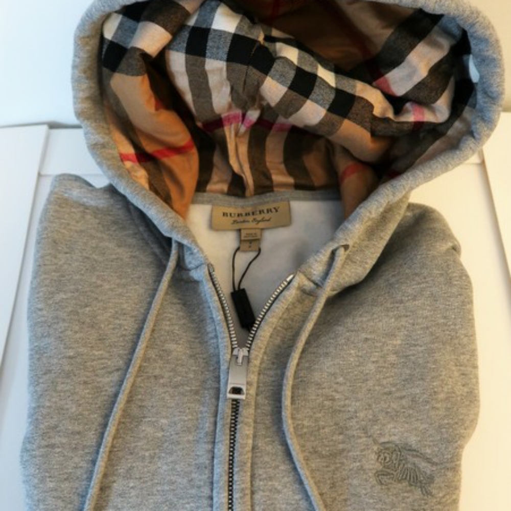 Burberry Nova  Pale Grey Melange Zip-front Cotton - Picture 3 of 7